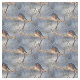 Winter Bluebird Animal Natuur Pattern Stof