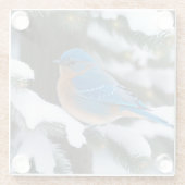 Winter Bluebird Glazen Onderzetter (Achterkant)