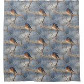 Winter Bluebird Natuur Bird Art Pattern Douchegordijn (Voorkant)
