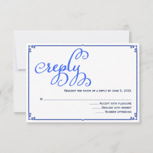 Winter Blues Calligraphy Wedding Reply Kaart