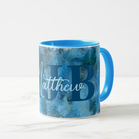 Winter Blues Impressions Monogrammed Mok (Voorkant rechts)