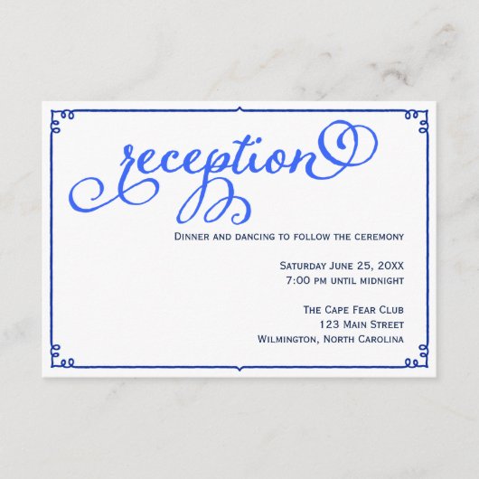 Winter Blues Wedding Reception — Kaart details (Voorkant)
