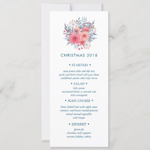 Winter Boeket Kerstdiner Menu Kaart
