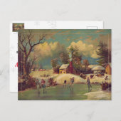 Winter Boerderij Scène Briefkaart (Voorkant / Achterkant)