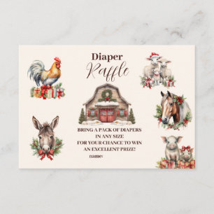 Winter Boerderijdieren Kerst Luiers Raffle Informatiekaartje