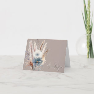 Winter Boho Bloemige Trouw Beige Bedankkaart