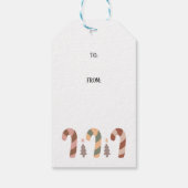 Winter Boho FaLa Candy Cane Kerstmis Cadeaulabel (Achterkant)