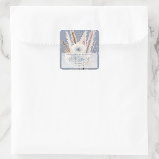 Winter Boho Floral Wedding Favoriet | Blauw Vierkante Sticker (Tas)