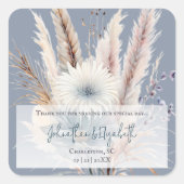 Winter Boho Floral Wedding Favoriet | Blauw Vierkante Sticker (Voorkant)