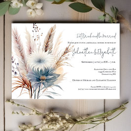 Winter Boho Floral | Witte repetitie diner Kaart