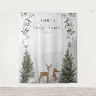Winter Boho Woodland Baby shower Achtergrond Wandkleed