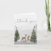 Winter Boho Woodland Baby shower bedankje Aankondiging (Voorkant)