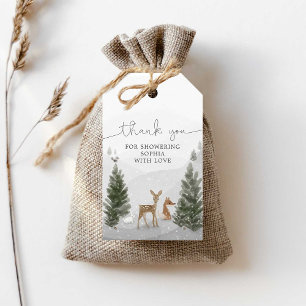 Winter Boho Woodland Baby shower Favor Tag Cadeaulabel