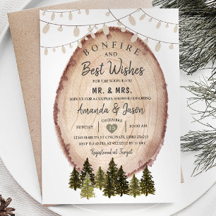 Winter BONFIRE Best Wishes Couple Shower Woodland Kaart