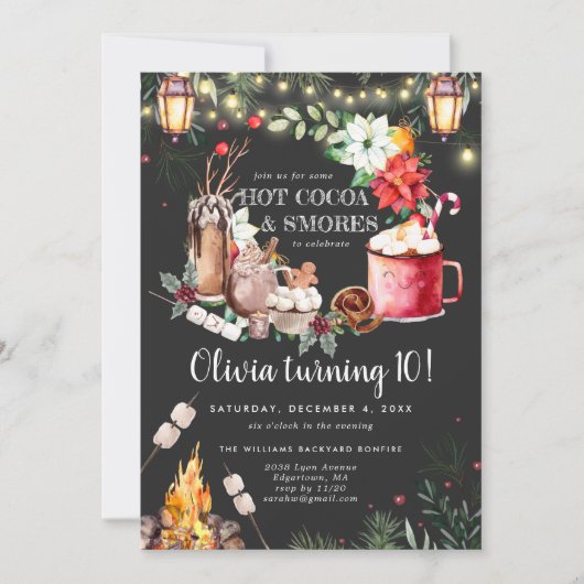 Winter Bonfire Birthday | Hete chocolade en S-more (Voorkant)