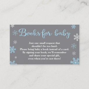 Winter Book Request Baby shower Blue Card Insert Informatiekaartje