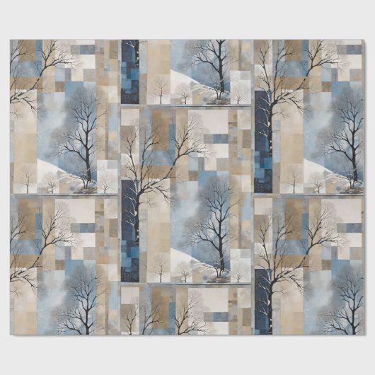 Winter Boom Abstract Geometrisch Patroon Cadeaupapier (Vlak)