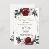 Winter bordeauxrood goud geometrisch lijst vrijgez kaart (Voorkant / Achterkant)