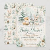 Winter Bos Baby Borrel Kaart (Voorkant / Achterkant)