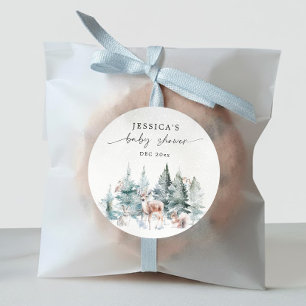 Winter Bos Baby Het Is Koud Buiten Baby Borrel Ronde Sticker