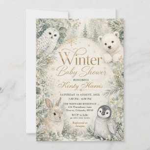 Winter Bos Baby Shower Kaart