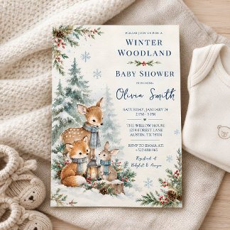 Winter Bos Baby Shower Uitnodiging