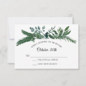 Winter Bos Bergblad Loof RSVP Trouwen Kaart (Voorkant)