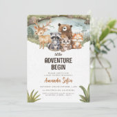 Winter Bos Dier Cute Baby Borrel Kaart (Staand voorkant)