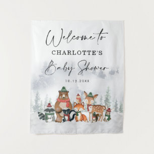 Winter Bos Dieren Baby Shower Welkom Wandkleed