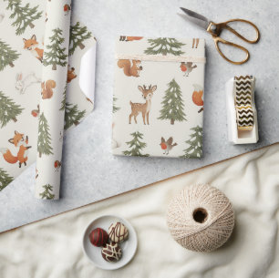 Winter Bos Dieren Kerstmis Cadeaupapier