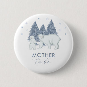 Winter Bos IJsbeer Moeder Wordt Baby Shower Ronde Button 5,7 Cm