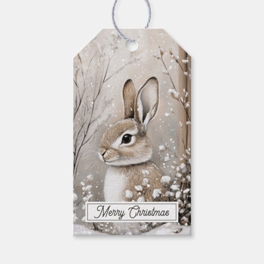 Winter Bos Kerstmis Cadeaulabel (Voorkant)