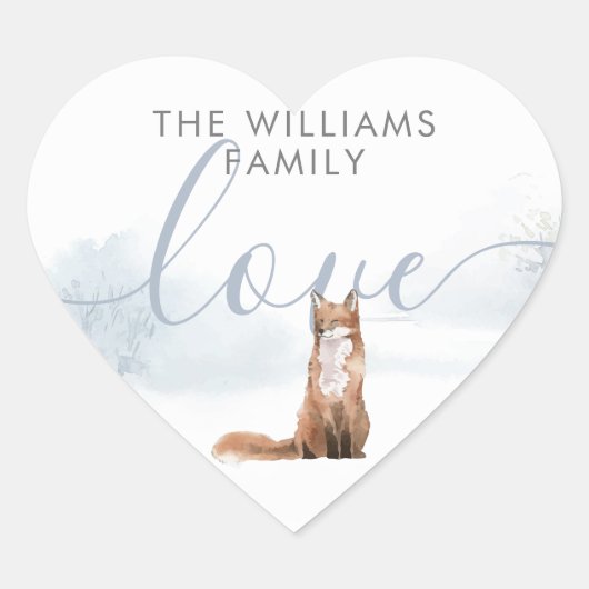 Winter Bos Landschap Vos Hart Sticker (Voorkant)