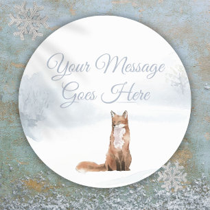 Winter Bos Landschap Vos Ronde Sticker