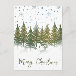 Winter Bos Rendier Vakantie Kerstkaart Feestdagenkaart