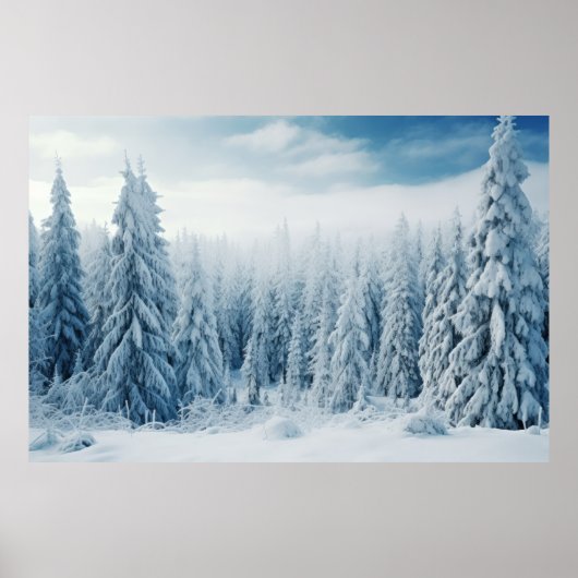 Winter Bos Serene Landschap Surreal Poster (Voorkant)