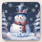 Winter Bos Sneeuwman Kerstmis Bier Onderzetter (Voorkant)