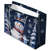 Winter Bos Sneeuwman Kerstmis Groot Cadeauzakje (Voorkant Gekanteld)