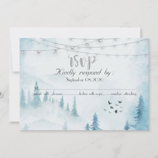 Winter Bos String Lichtjes,RSVP Kaart (Voorkant)