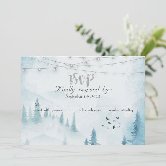 Winter Bos String Lichtjes,RSVP Kaart (Staand voorkant)