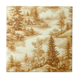 Winter Bos Toile de Jouy Patroon (12) Tegeltje