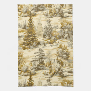 Winter bos Toile de Jouy patroon (4) Theedoek