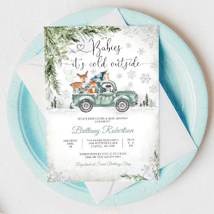 Winter Bos Truck Baby Shower Uitnodiging