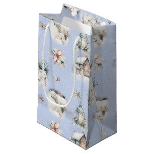 Winter Bos Waterverf Patroon Gift Zak Klein Cadeauzakje