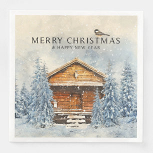 Winter Bos Winter Chalet Mees -Kerstmis Servet