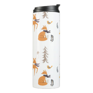 Winter Bosdieren Folk Art Kerstmis Thermosbeker