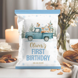 Winter Bosdieren Verjaardag Chipzak Verpakking Flyer