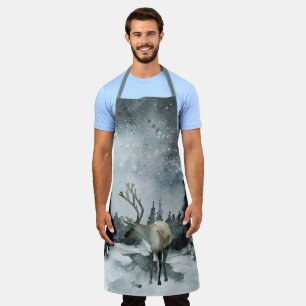 Winter Bosland Bos Apron met Herten en Nachthemel Schort