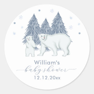 Winter Bosland Bosbeer Baby Shower Ronde Sticker