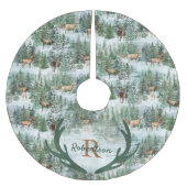 Winter Bosland Herten Monogram Kerstmis  Kerstboom Rok (Voorkant)